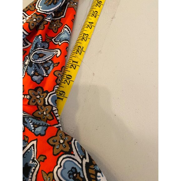 Loft Dress Red & Blue Floral Knee-Length Long Sleeves Medium - Picture 3 of 6